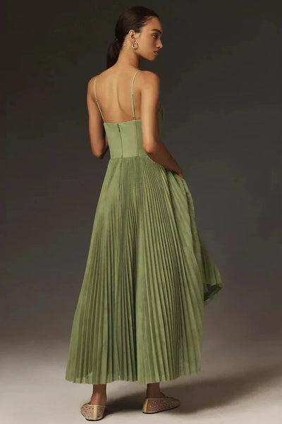 Claire – Abito plissettato in tulle con drappeggio asimmetrico