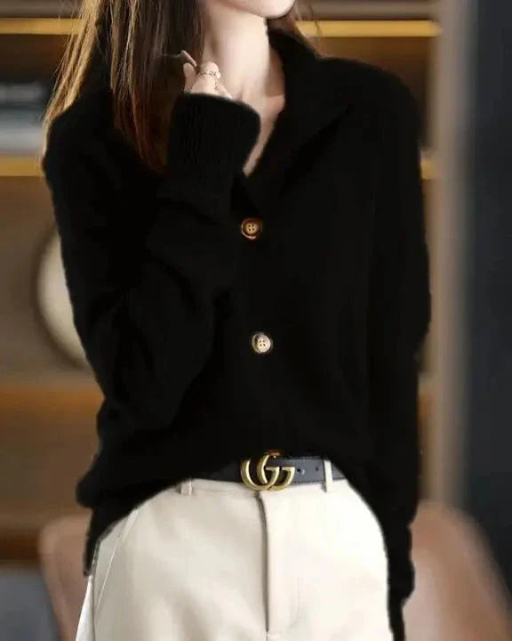 Pia - Maglia Cardigan Morbida con Bottoni