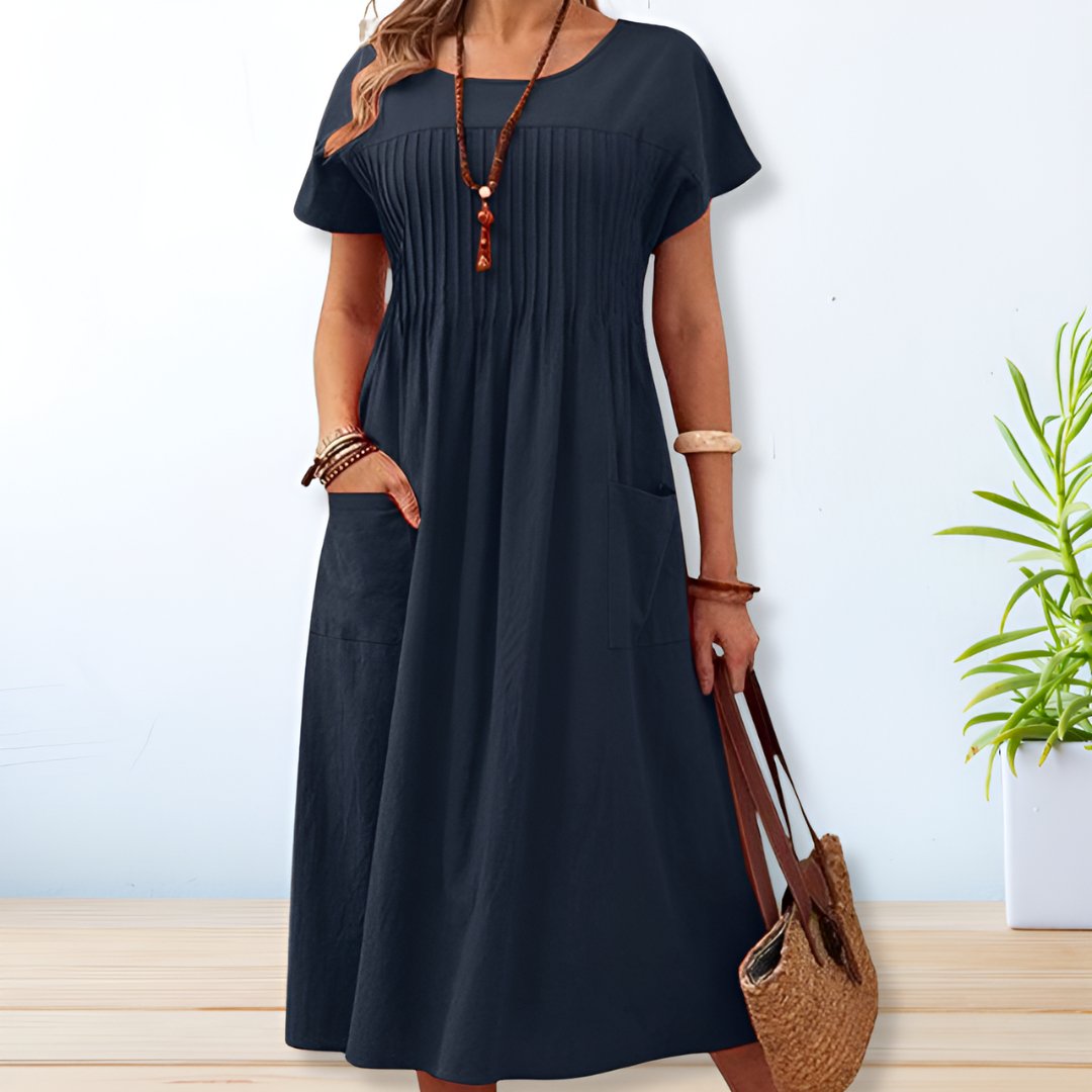 Gia - Abito Midi Plissé con Tasche