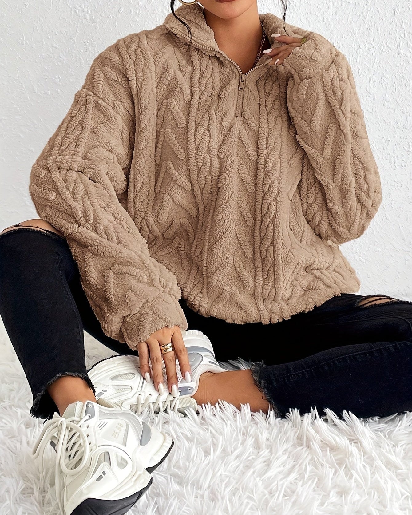 WILLOW - Maglione Morbido Intrecciato con Zip