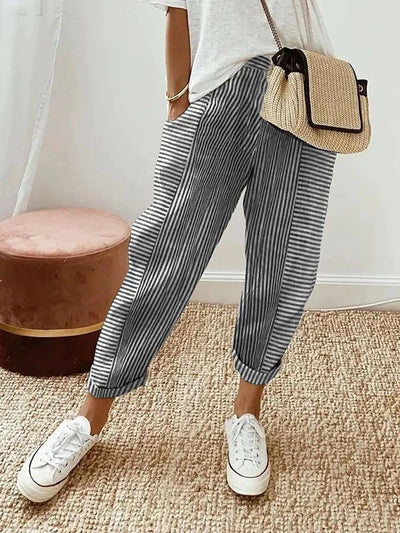 Lora – Pantaloni in Lino a Righe