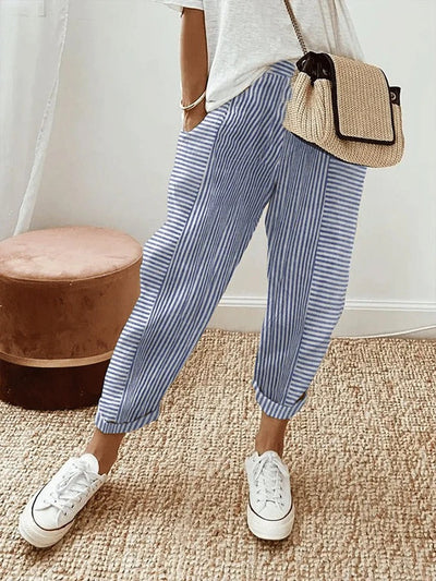 Lora – Pantaloni in Lino a Righe