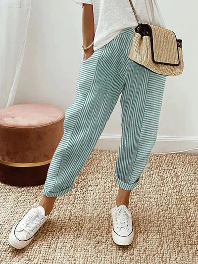 Lora – Pantaloni in Lino a Righe
