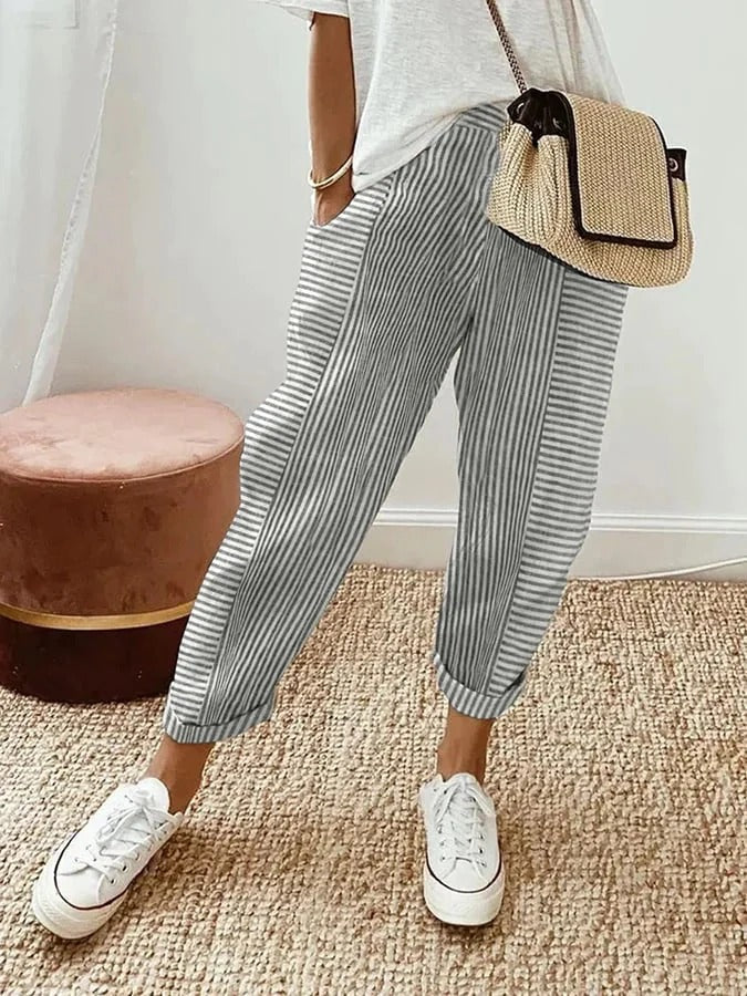 Lora – Pantaloni in Lino a Righe