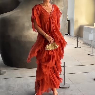 Valerie – Abito Lungo Boho-Chic con Balze
