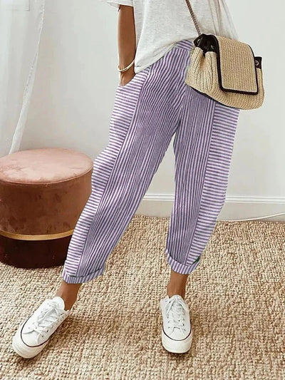 Lora – Pantaloni in Lino a Righe