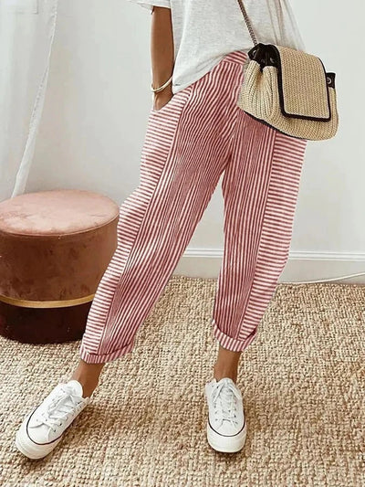 Lora – Pantaloni in Lino a Righe