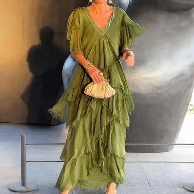 Valerie – Abito Lungo Boho-Chic con Balze